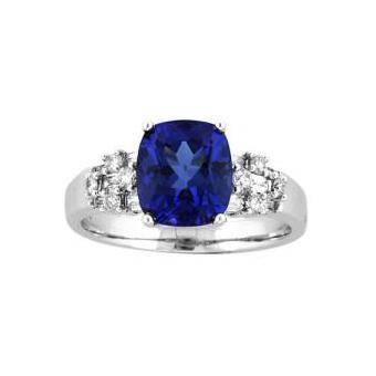 14k White Gold .27ctw Diamond 2.50ct Tanzanite Ring