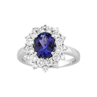 14k White Gold 1.02ctw Diamond 2ct Tanzanite Ring