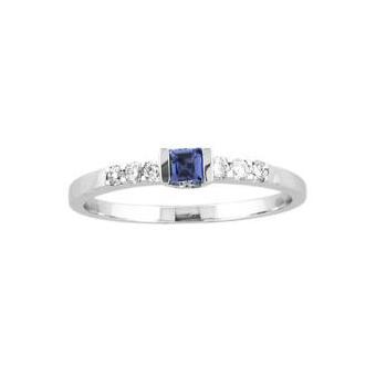 14k White Gold .16ctw Diamond .20ct Tanzanite Ring