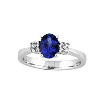 14k White Gold .08ctw Diamond 1.15ct Tanzanite Ring