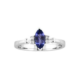 14k White Gold .16ctw Diamond .45ct Tanzanite Ring