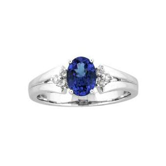 14k White Gold .12ctw Diamond .95ct Tanzanite Ring