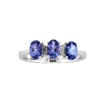 14k White Gold .06ctw Diamond 1.65ct Tanzanite Ring