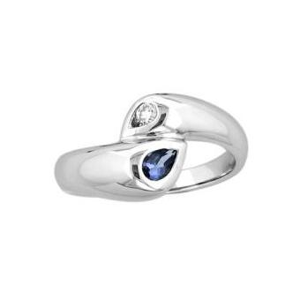 14k White Gold .13ctw Diamond .75ct Tanzanite Ring