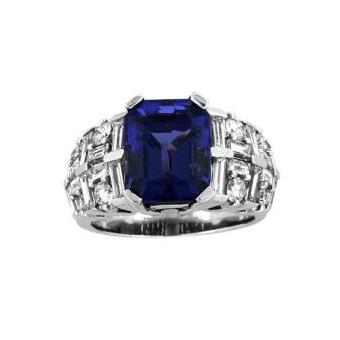 14k White Gold 2ctw Diamond 3.6ct Tanzanite Ring