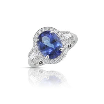 18k White Gold .80ctw Diamond 3.65ct Tanzanite Ring