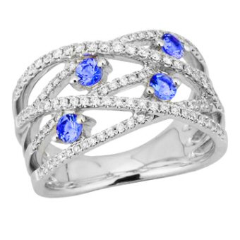 14k White Gold .52ctw Diamond .48ct Tanzanite Ring