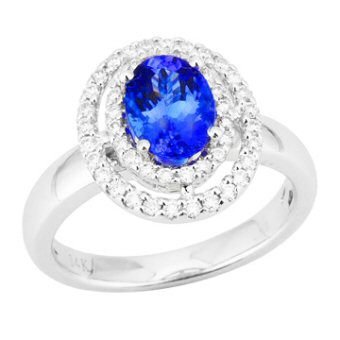 14k White Gold .36ctw Diamond 1.30ct Tanzanite Ring