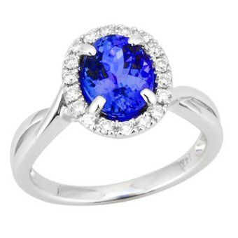 14k White Gold .24ctw Diamond 2ct Tanzanite Ring