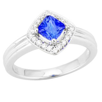 14k White Gold .14ctw Diamond .70ct Tanzanite Ring