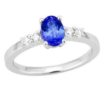 14k White Gold .21ctw Diamond .95ct Tanzanite Ring