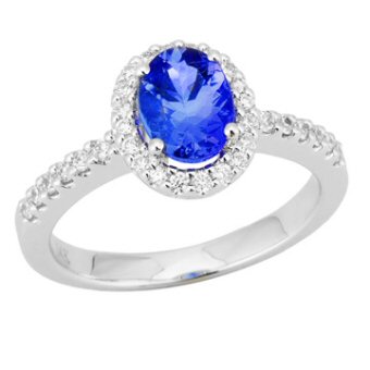 14k White Gold .31ctw Diamond 1.30ct Tanzanite Ring