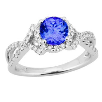 14k White Gold .38ctw Diamond 1ct Tanzanite Ring