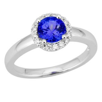 14k White Gold .17ctw Diamond 1.40ct Tanzanite Ring