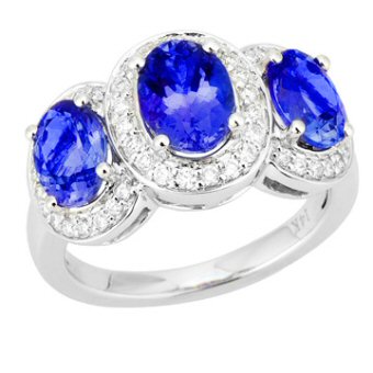 14k White Gold .36ctw Diamond 3.20ct Tanzanite Ring