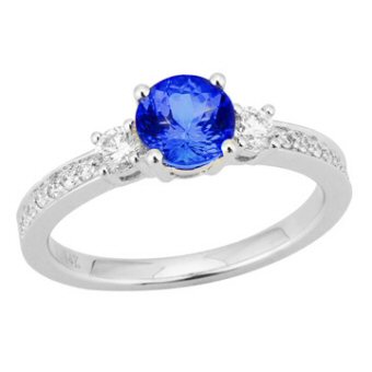 14k White Gold .32ctw Diamond .90ct Tanzanite Ring