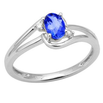 14k White Gold .03ctw Diamond .55ct Tanzanite Ring