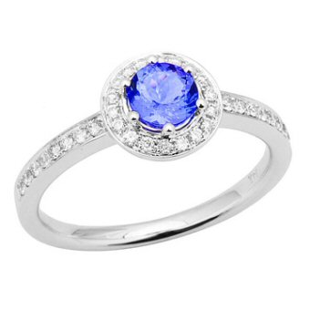 14k White Gold .22ctw Diamond .55ct Tanzanite Ring