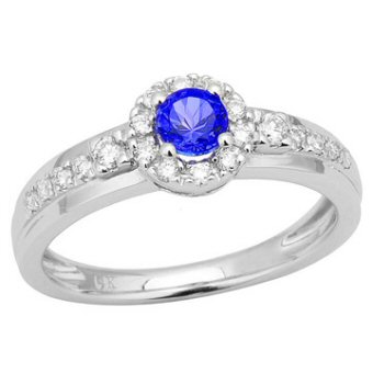 14k White Gold, .24ct Diamond, .26ct Tanzanite Ring