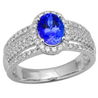 14k White Gold .62ctw Diamond 1.30ct Tanzanite Ring