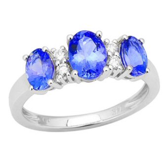 14k White Gold .10ctw Diamond 2.05ct Tanzanite Ring