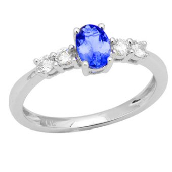 14k White Gold .21ctw Diamond .55ct Tanzanite Ring