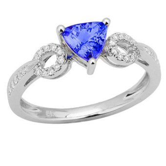 14k White Gold .14ctw Diamond .75ct Tanzanite Ring