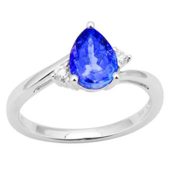 14k White Gold .08ctw Diamond 1ct Tanzanite Ring